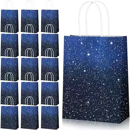 16 Pieces Galaxy Party Bags Space Party Favor Bags Starry Night Party Gift Goodie Bags Galaxy Treat Candy Bags Space Stars Theme Party Supplies for Galaxy Themed Birthday Decorations Party Favors