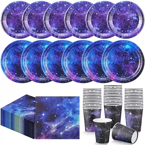 240 Pcs Birthday Party Favor Building Block Galaxy Football Construction Ocean Hawaii Butterfly Independence Day Music Baby Theme Decor Supplies (Galaxy)