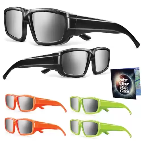 Medical king Solar Eclipse Glasses (6 pack) 3 colers 2024 CE and ISO Certified Safe Shades for Direct Sun Viewing