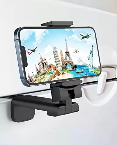 MiiKARE Airplane Travel Essentials Phone Holder, Universal Handsfree Phone Mount for Flying with 360 Degree Rotation, Accessory for Airplane, Travel Must Haves Phone Stand for Desk, Tray Table