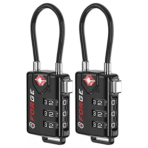 TSA Approved Cable Luggage Locks, Re-settable Combination with Alloy Body