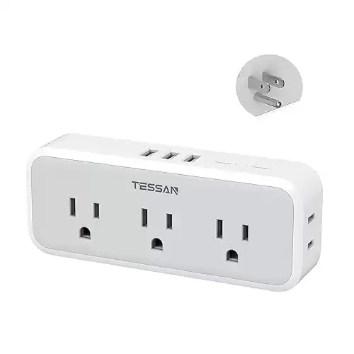 Multi Plug Outlet Splitter, TESSAN Surge Protector 5 Outlet Extender with 3 USB Wall Charger, 3-Sided Multiple Plug Expander for Home Office Dorm Room Essentials